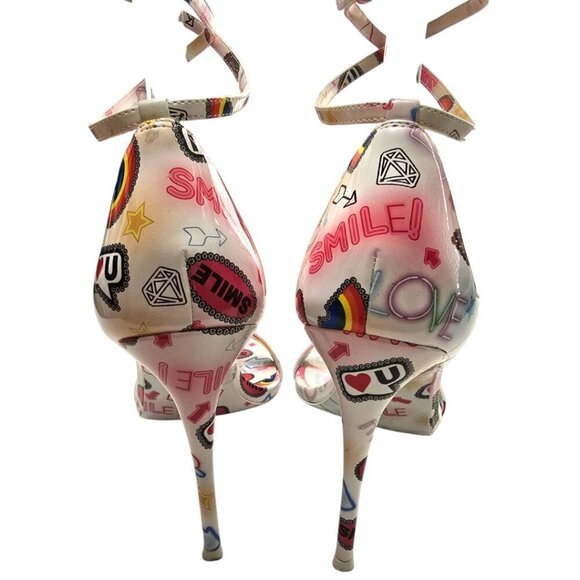 Aldo Sandyy Emoji Graffiti Love Rainbow Heart Heels Sz 9 - Picture 5 of 10